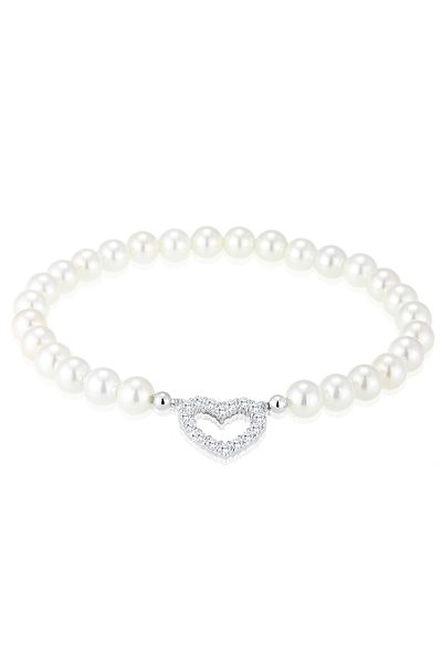 ELLI Brățară Inimă Zirconia Perlă Scoică Argint 925