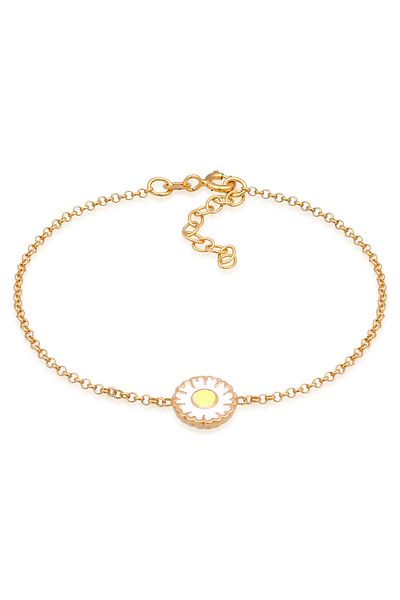ELLI Bracelet Ladies Daisy Pendant Summer With Enamel In 925 Sterling Silver Gold Plated