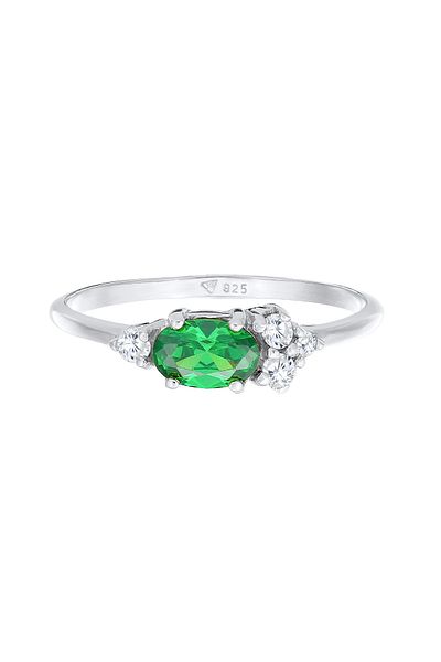 ELLI Ring Damen Verlobungsring Extravagant Grün mit Zirkonia Kristallen in 925 Sterling Silber