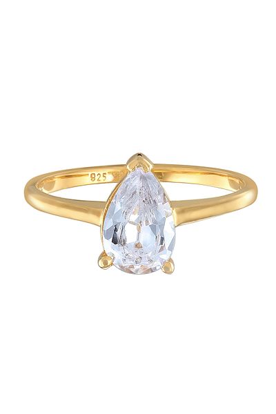 ELLI Ring Ladies Engagement Ring Solitaire Drop With Zirconia In 925 Sterling Silver