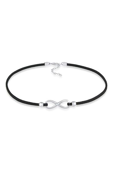 ELLI Colier Choker dama Simbol Infinit Piele Sintetica Cu Zirconiu In Argint Sterling 925
