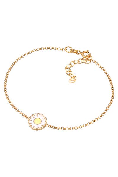ELLI Bracelet Ladies Daisy Pendant Summer With Enamel In 925 Sterling Silver Gold Plated