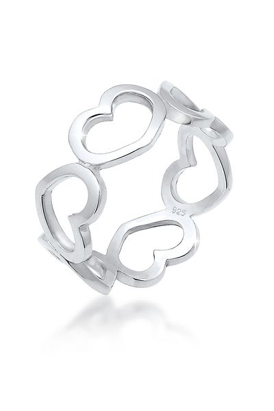 ELLI Inel pentru dama Bandă Inimile Simbol Decupat Trend În Argint Sterling 925