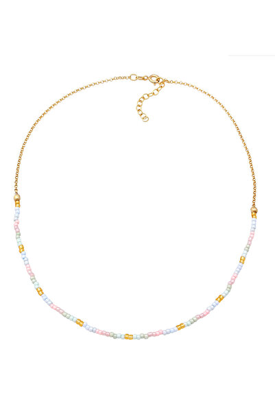 ELLI Detský náhrdelník s pastelovými korálkami zo striebra 925, pozlátený