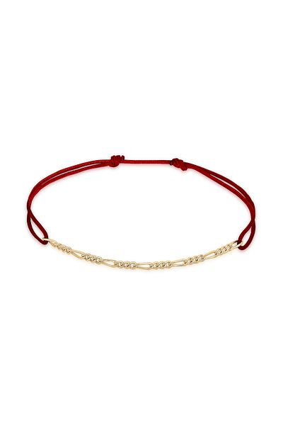 ELLI Rotes Nylonarmband Figaro – verstellbares 925er-Sterlingsilber