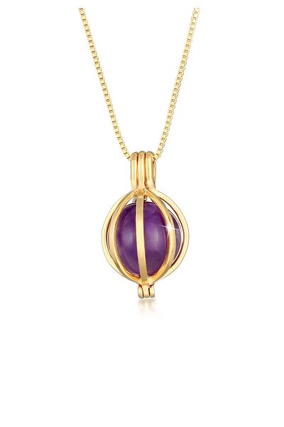 ELLI Necklace Ladies Ball Pendant Violet Trend With Amethyst In 925 Sterling Silver Gold Plated