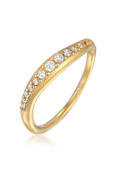 ELLI Ring Ladies Stack Curved Elegant With Zirconia Crystals In 925 Sterling Silver