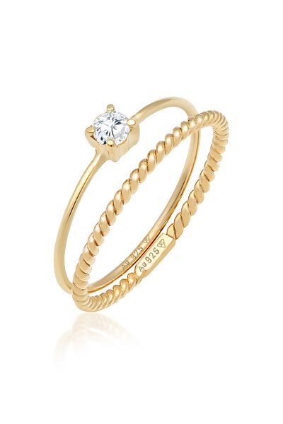ELLI Ring Ladies Band Ring Set Twisted Trend Blogger With Zirconia Stone In 925 Sterling Silver