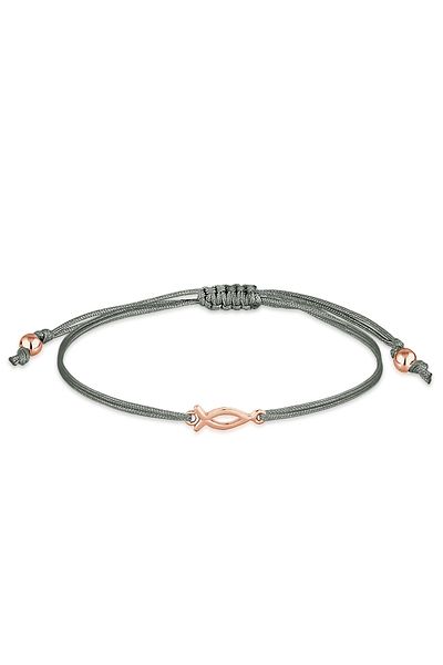 ELLI Damenarmband – Fischsymbol, Check-Nylon, Hellblau, 925er Sterlingsilber