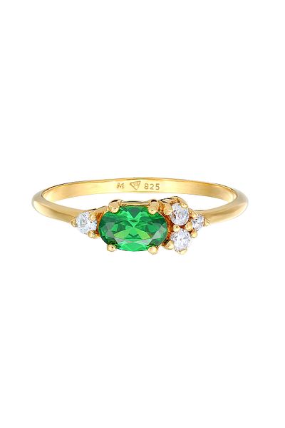 ELLI Ring Ladies Engagement Ring Extravagant Green With Zirconia Crystals In 925 Sterling Silver