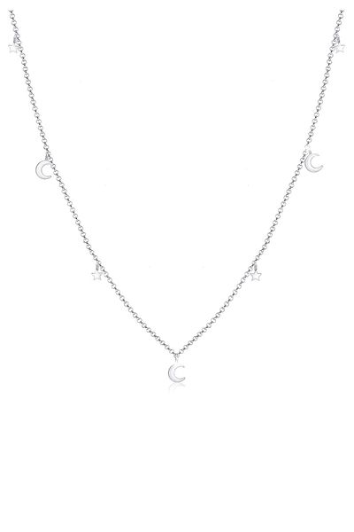 ELLI Colier Crescent Star Astro Trend 925 Sterling Silver