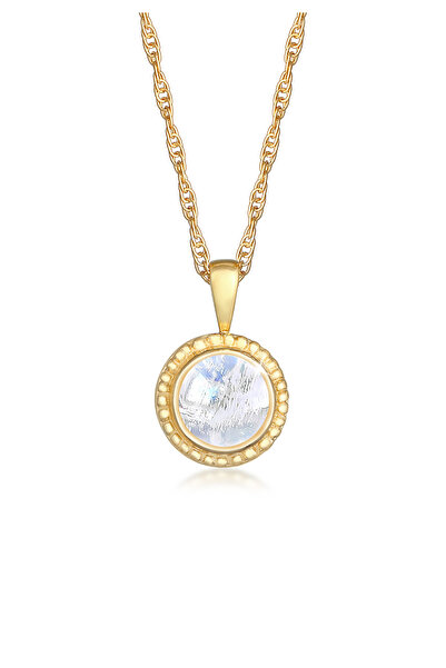 Nenalina Dámský kulatý náhrdelník s přívěskem, jednoduchý, boho styl, s měsíčním kamenem, ze sterlingového stříbra 925