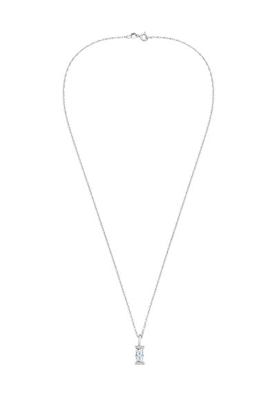 ELLI Náhrdelník s přívěskem Solitaire, obdélníkový řetízek s kroucenými články a zirkony ze sterlingového stříbra 925