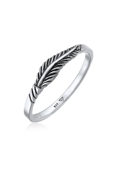 ELLI Prsten Ladies Feather Boho Trend Festival v 925 Sterling Silver pozlacený