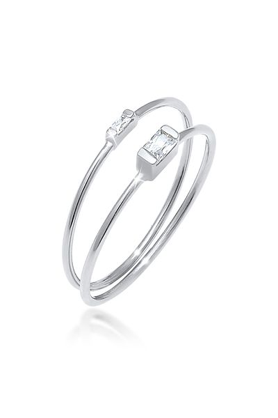 ELLI Inel pentru dama Set de inele de stivuire Minimal cu filigran cu pietre prețioase din zirconiu, în argint 925