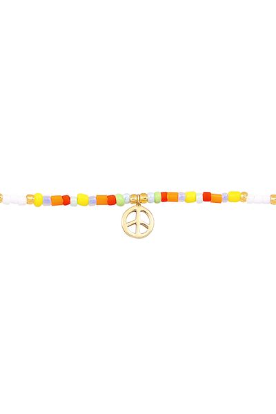 ELLI Necklace Ladies Choker Peace Pendant Beads Boho In 925 Sterling Silver Gold Plated