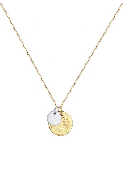 ELLI Halskette Damen Plättchen Coins Geo Organic Look aus 925 Sterling Silber