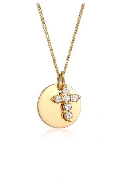 ELLI Necklace Necklace With Stone Ladies Cross Pendant Fine Link Chain Zirconia Diamond Cut White 92