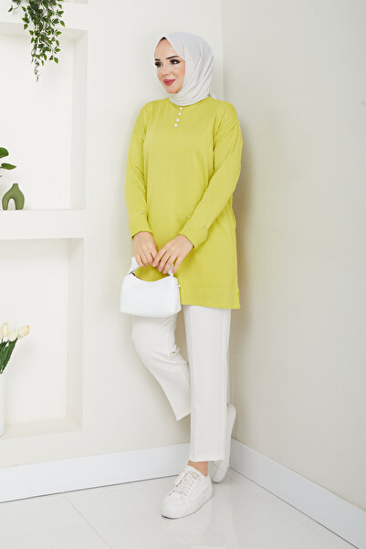 Pamuk Butik Kadın Taş Detaylı Merserize Triko Tunik