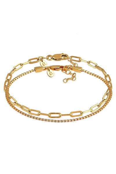 ELLI Bratara dama Links Set de baza de 2 in argint 925 placat cu rodiu