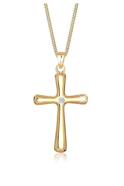 ELLI Necklace Women Cross Pendant Classic with Diamond (0.03 ct) in 925 Sterling Silver