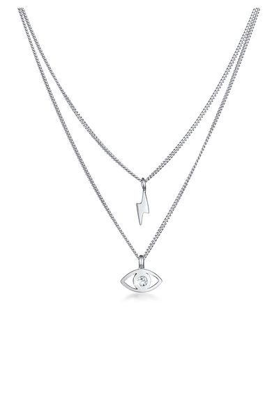 ELLI 925 Silver Halskette - Vrstvený Evil Eye Blitz Crystal