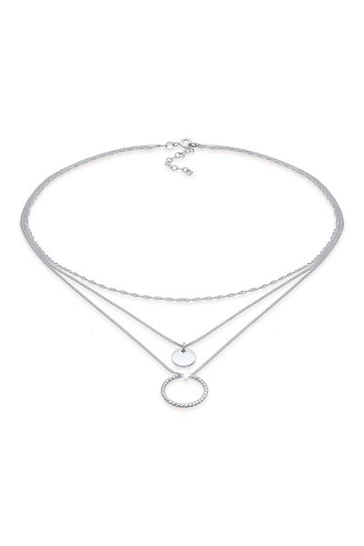 ELLI Náhrdelník Ladies Layer Circle Přívěsek Twisted Timeless Trend Blogger ve stříbře 925