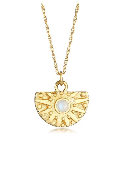 ELLI Vintage-Halskette für Damen – Sun Trend, 925 Sterling-Premium-Halskette mit Mondstein
