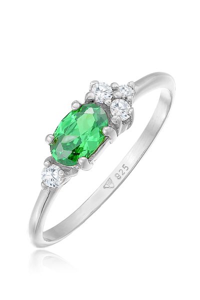ELLI Ring Damen Verlobungsring Extravagant Grün mit Zirkonia Kristallen in 925 Sterling Silber