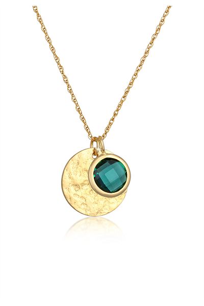 ELLI Necklace Women Platelet Quartz Pendant Hammered In 925 Sterling Silver Gold-plated