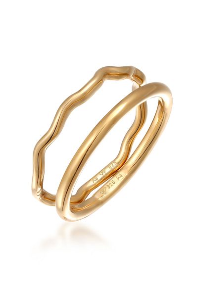 ELLI Frauen-Schmuck-Ring-Set mit 2 Stück Geodeğer 925 Maden Kar 报 mit Goldpapier