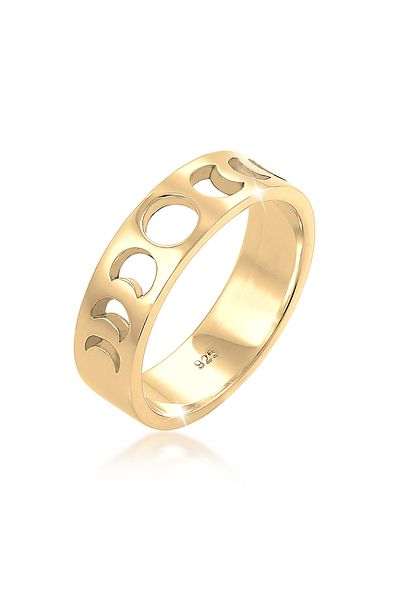 ELLI Ring Cut-out Moon Phases Astro Gold Plated 925 Sterling Silver
