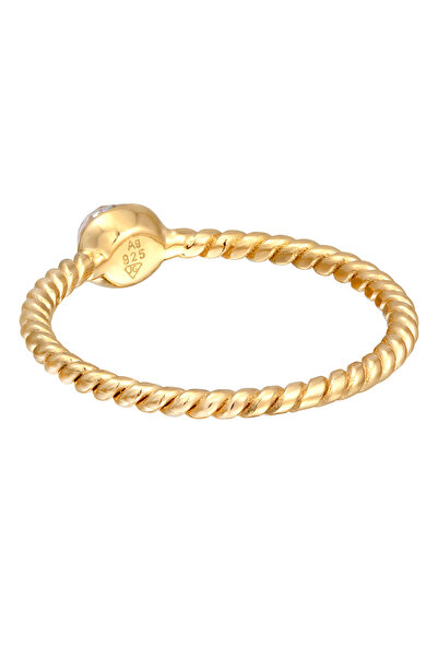 ELLI Dámský prsten Solitaire Twisted s krystaly ze sterlingového stříbra 925, pozlacený