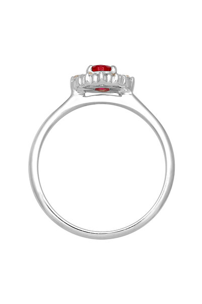 ELLI Inel de damă Cocktail Oval Elegant cu rubin sintetic și zirconiu din argint 925