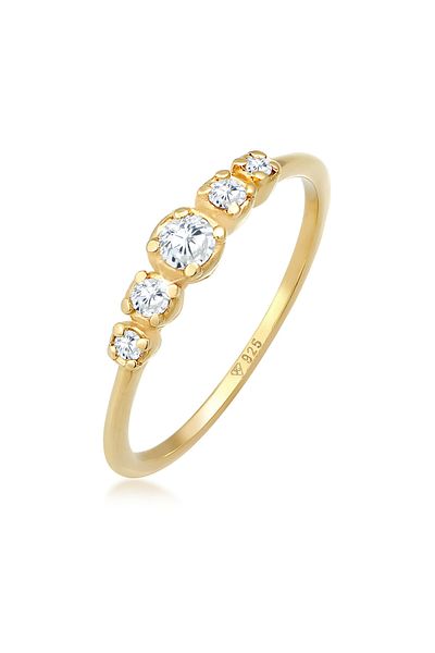 ELLI Ring Ladies Engagement Eternity Elegant With Zirconia Stones In 925 Sterling Silver Gold Plated