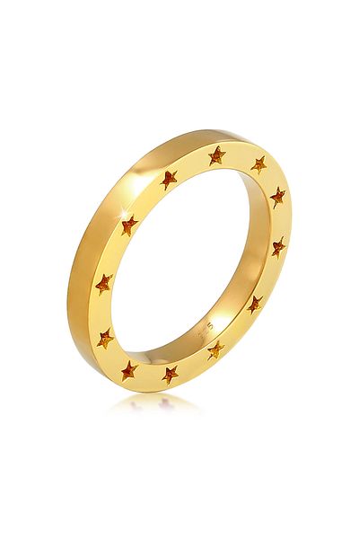 ELLI Ring Star Cut-out Astro Basic In 925 Sterling Silver Gold Plated