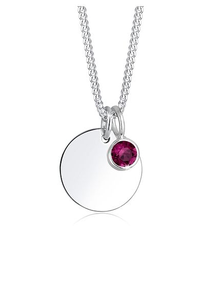 ELLI Halskette Damen Plättchen Geburtsstein April Anhänger mit Kristall in 925 Sterling Silber