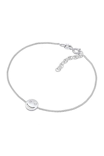 ELLI Bandă de braț Emoji cu față zâmbitoare din cristal argintiu 925