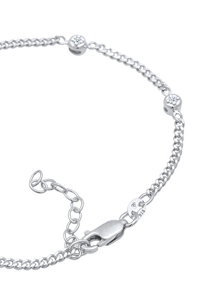 ELLI Dámský elegantní klasický nastavitelný náramek s diamantem (0,075 ct.) ze sterlingového stříbra 925 se zlatým plátem