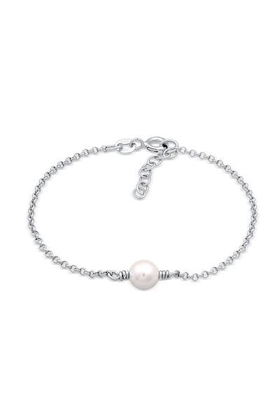 ELLI Armband Kinderanhänger rund Vintage mit Muschelkernperle in 925 Sterling Silber
