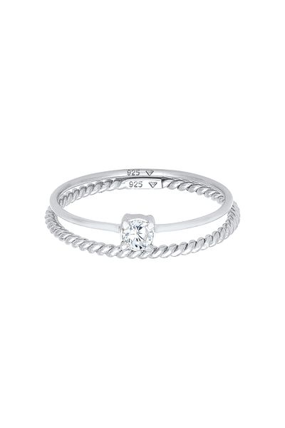 ELLI Inel Set de inele cu bandă pentru femei Twisted Trend Blogger cu zirconiu din argint 925