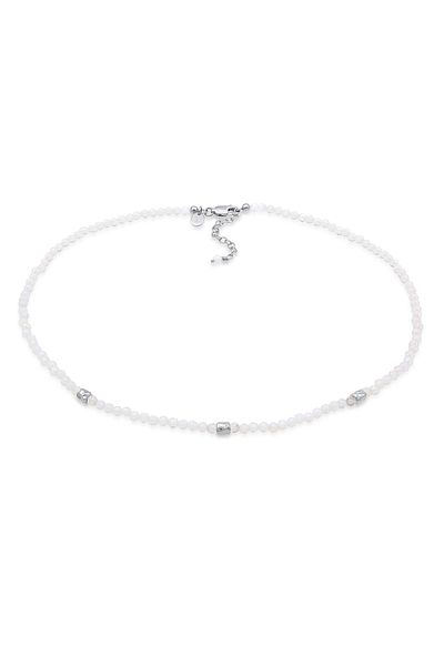 ELLI Kette Elli PREMIUM Halskette Damen Mondstein weiße Perlen 925 Sterling Silber Party/Silber