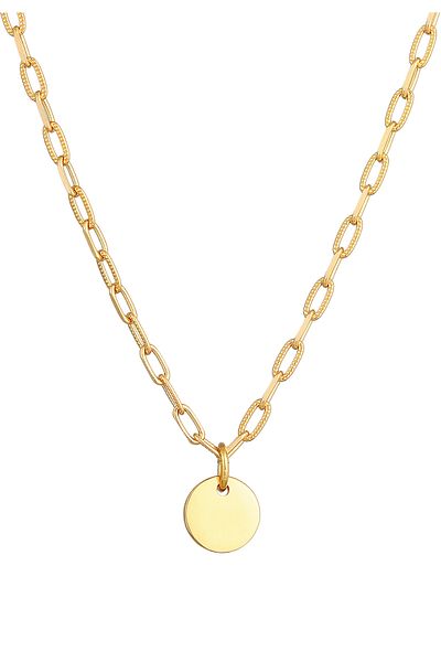 ELLI Halskette Damen Plättchen Anhänger Gliederkette Trend Basic aus 925 Sterling Silber