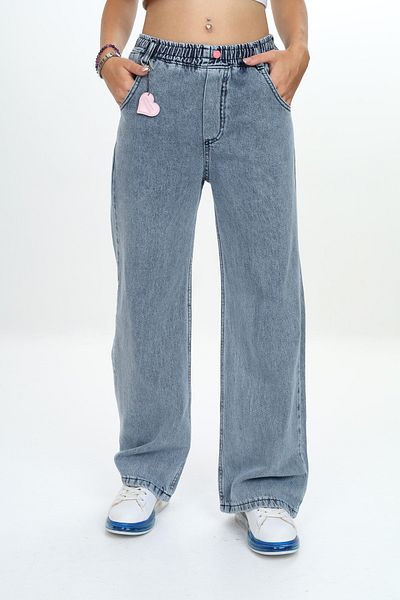 Pantulux Pantaloni de blugi pentru copii, 100% bumbac, cu talie elastică