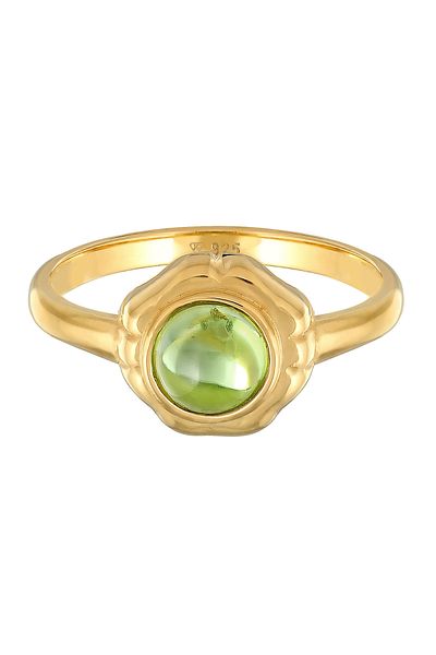 ELLI Ring Ladies Cabochon Green Classic With Peridot Gemstone In 925 Sterling Silver Gold Plated
