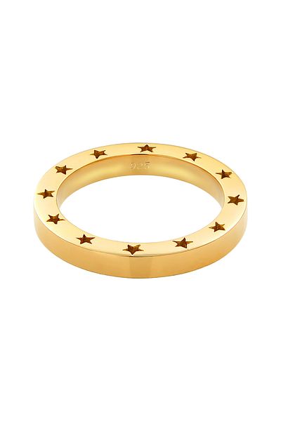 ELLI Ring Star Cut-out Astro Basic In 925 Sterling Silver Gold Plated