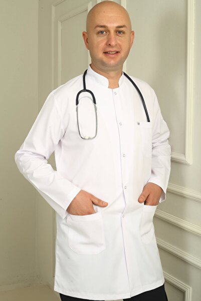 DENİZ İŞ Bela dugačka muška pregača sa sudijevim ovratnikom