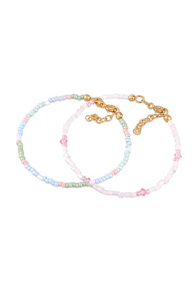 ELLI Armband Kinder Glasperlen Pastell 2er Set aus 925 Sterling Silber vergoldet