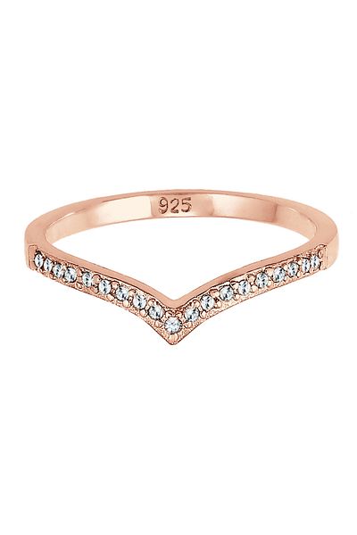 ELLI Damen-Ring aus 925er-Sterlingsilber mit V-förmigen Kristallen
