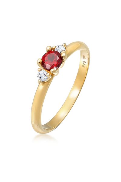 ELLI Ring Ladies Classic With Garnet And Topaz Gemstone In 925 Sterling Silver Gold Plated